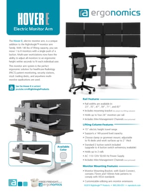 Hover E Electric monitor arm cut sheet