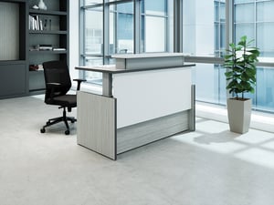 Presidente Reception_Concrete Grooves Worksurface_Silver Base_White Modesty_Upper Position_Front View_VV.010_RGB_72dpi_08.19