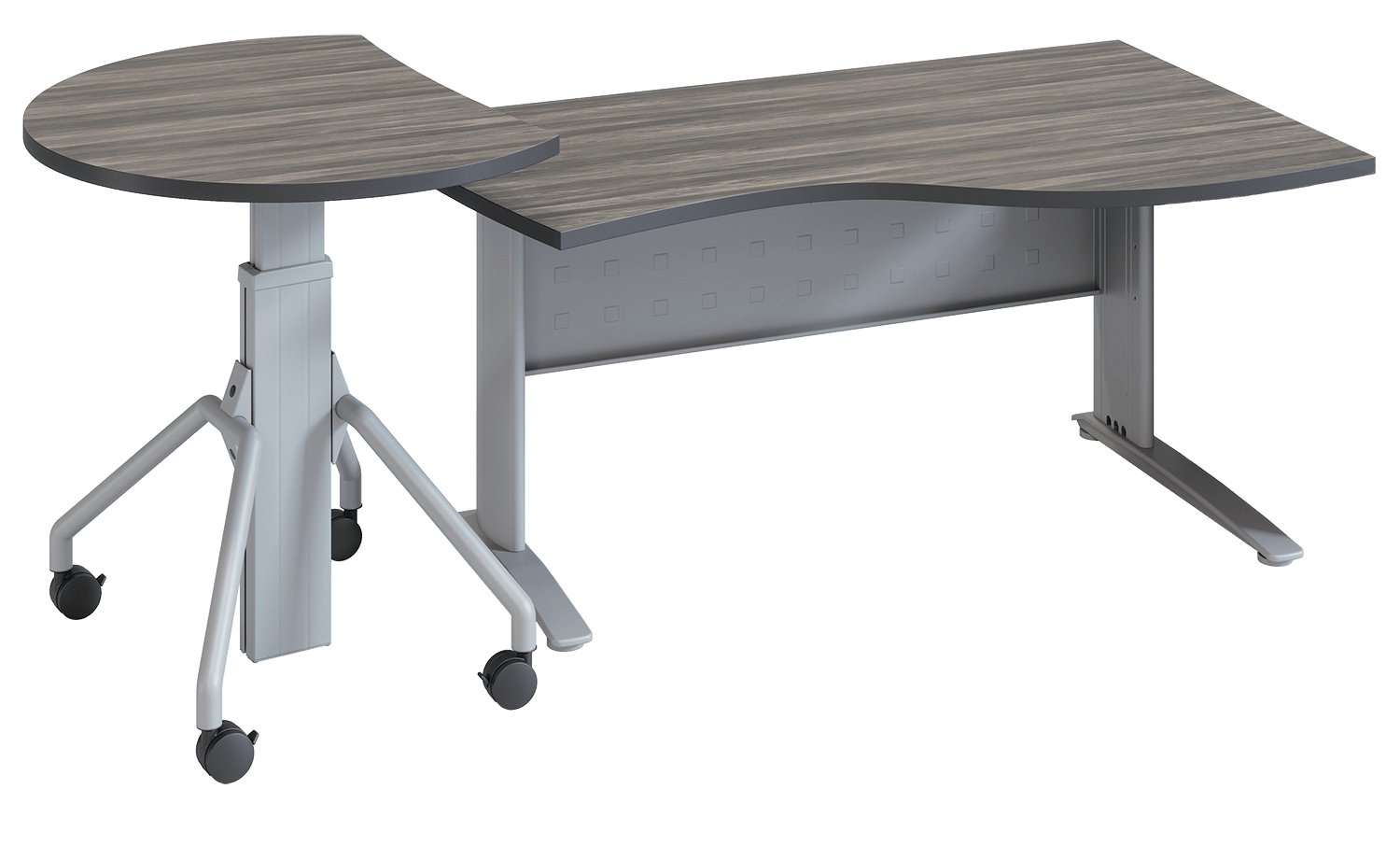 Teacher CSW C-Series Wave Desk with Nesting Arriba Mobile Height Adjustable Table